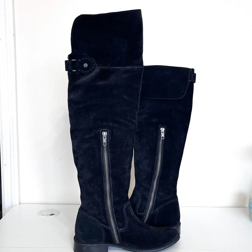 Frye Womens Over The Knee Suede Boots Size 7 Black‎ Western Riding Festival